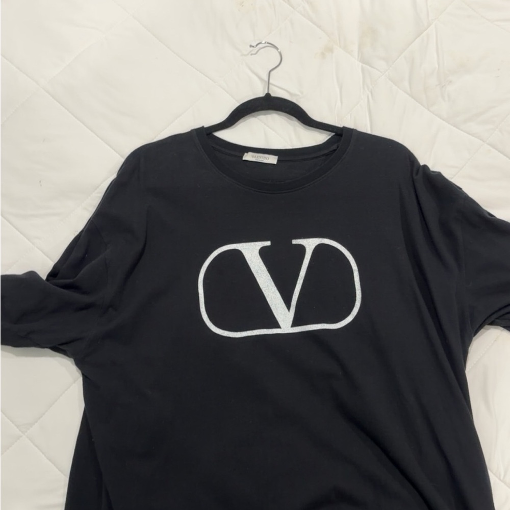 Valentino Garavani Black Tee with White Logo